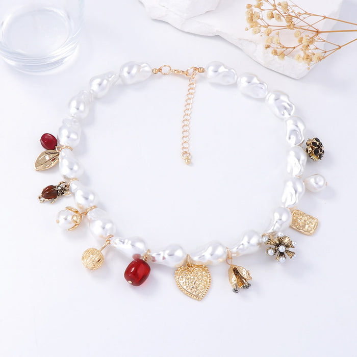 Wholesale Imitation Pearl Love Geometry Pendant Daily Wear Women Necklace