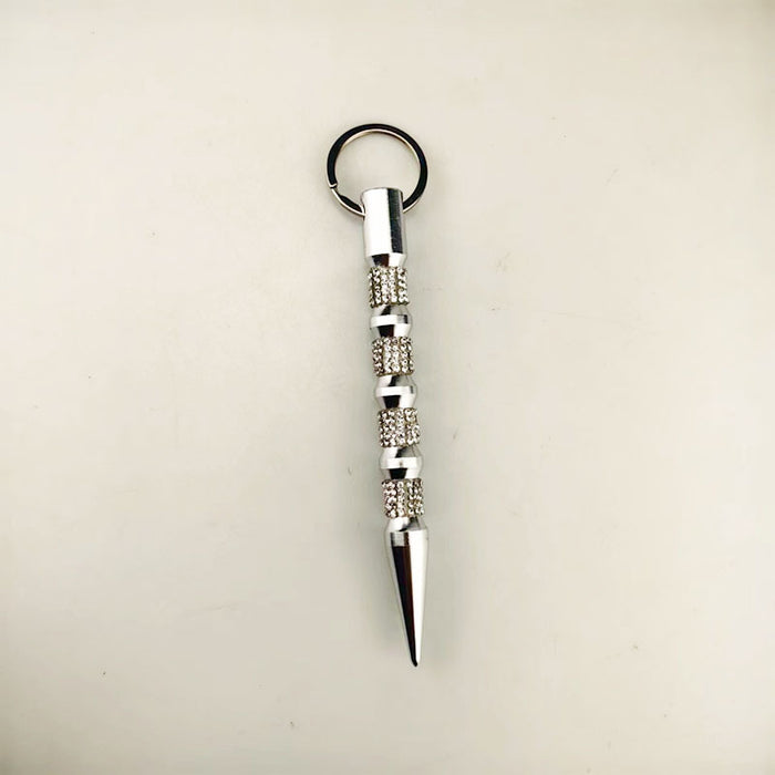 Wholesale Chic Rhinestone Self Defense Stick Keychain Black Alloy Fashion Jewelry Accessory Gift
