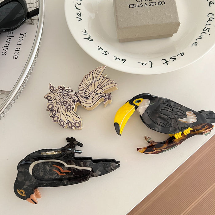 Wholesale Bird acetate clip woodpecker hairpin peacock animal hairpin creative all-match large shark clip hair accessories