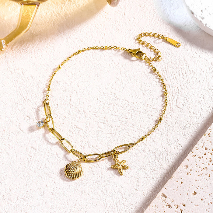Wholesale Starfish titanium steel anklet,  shell anklet