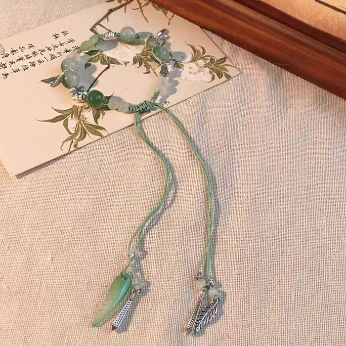 Wholesale Bamboo leaf bracelet for women, light luxury, niche level design, high-end sense, simple and versatile, hand woven rope