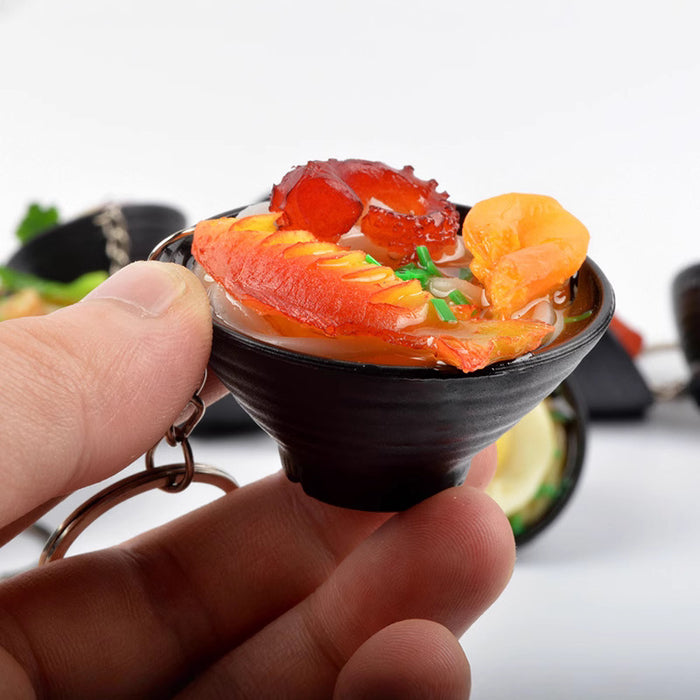 Wholesale Japanese Udon Noodle Keychain Charm PVC Food Simulation Pendant Decorative Bag Charm