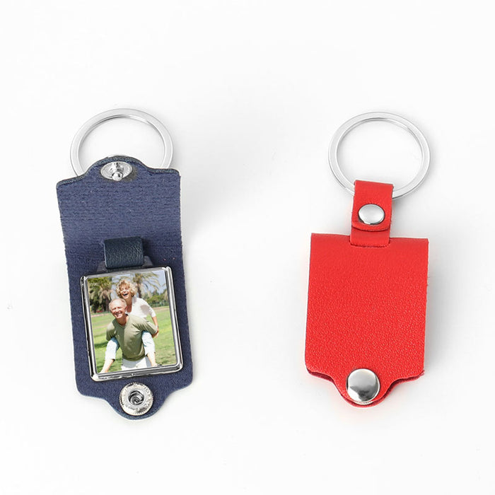 Wholesale Blank aluminum heat transfer photo keychain pendant leather color printing