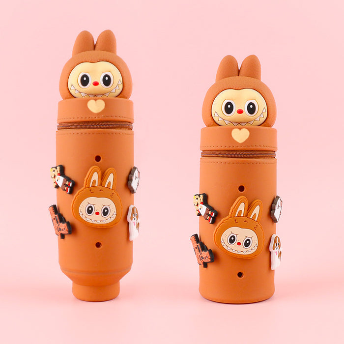 Wholesale Trendy Cartoon Hole Pencil Case Silicone Student Stationery minimum quantity：10