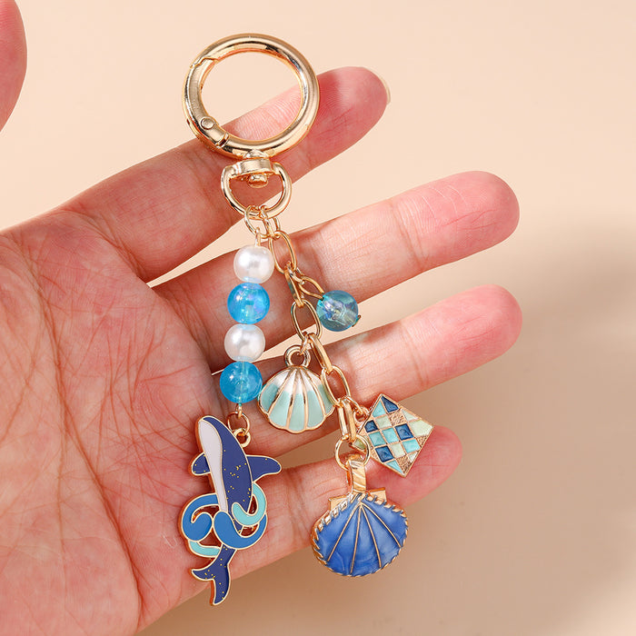 Wholesale Marine animal whale shell metal keychain