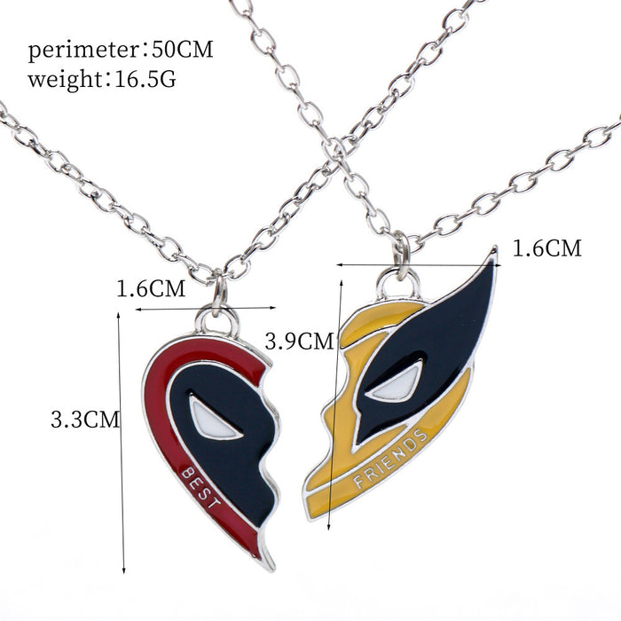 Wholesale Deadpool & Wolverine Deadpool 3 Wolverine Best Friend Necklace Spliced Heart Keychain JDC-KC-HeY014