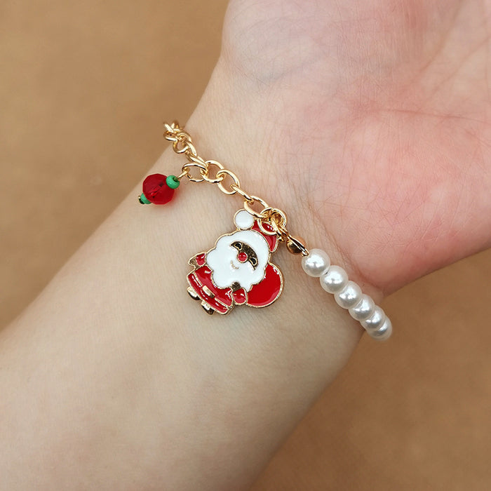 Wholesale Christmas Jewelry Alloy Christmas Tree Old Man Snowman Elk Snowflake Bell Christmas Bracelet