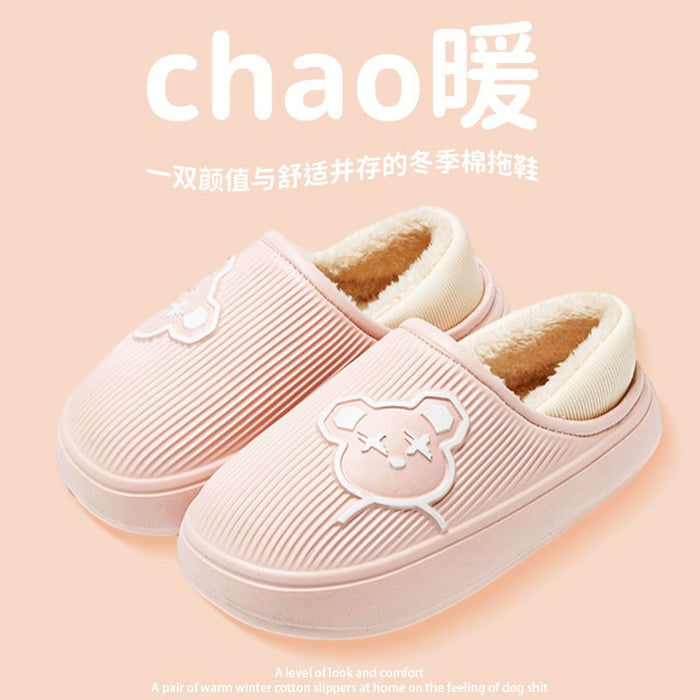 Wholesale  cotton-padded slippers for women couple home wear fleece-lined warm non-slip men's cotton-padded shoes