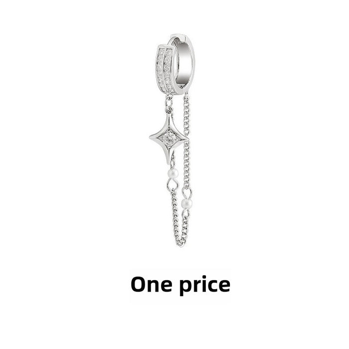Wholesale Tassel Zircon Earrings Personalized Circle Long Earrings Earrings Square Diamond Full Diamond Chain Earrings Buckle