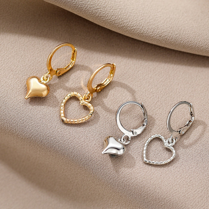 Wholesale Personalized gold and silver heart-shaped earrings, new trendy street photography women's earrings