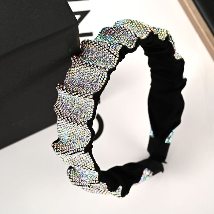 Wholesale Colorful Pleated Diamond Headband Wide Brim Headband JDC-HC-YingT004