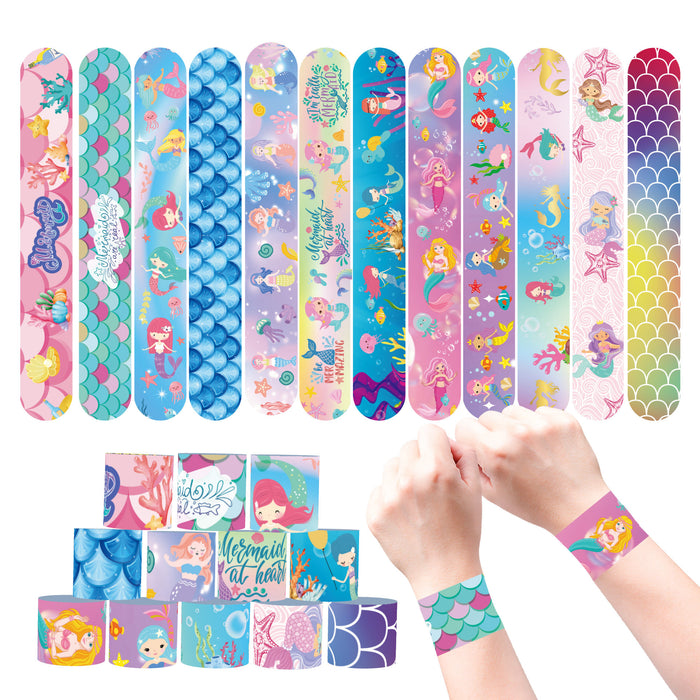 Wholesale 12pcs PVC mermaid snap ring bracelet children's party toy snap