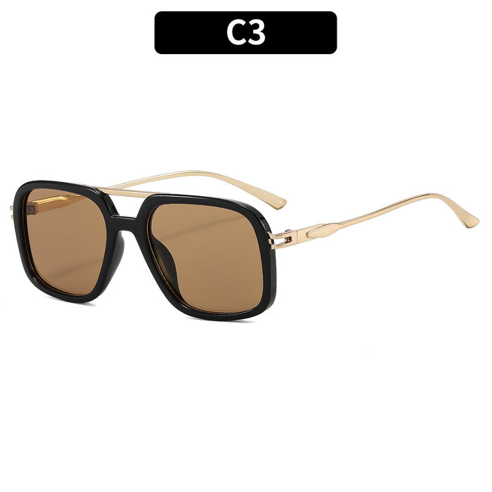 Wholesale Chic Retro Double Bridge Sunglasses for Women UV400 Large Frame Black Gray Sun Protection Fashion Accessory