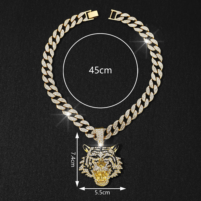 Wholesale 3D Diamond Tiger Pendant Alloy Men's Necklace JDC-NE-QingR008