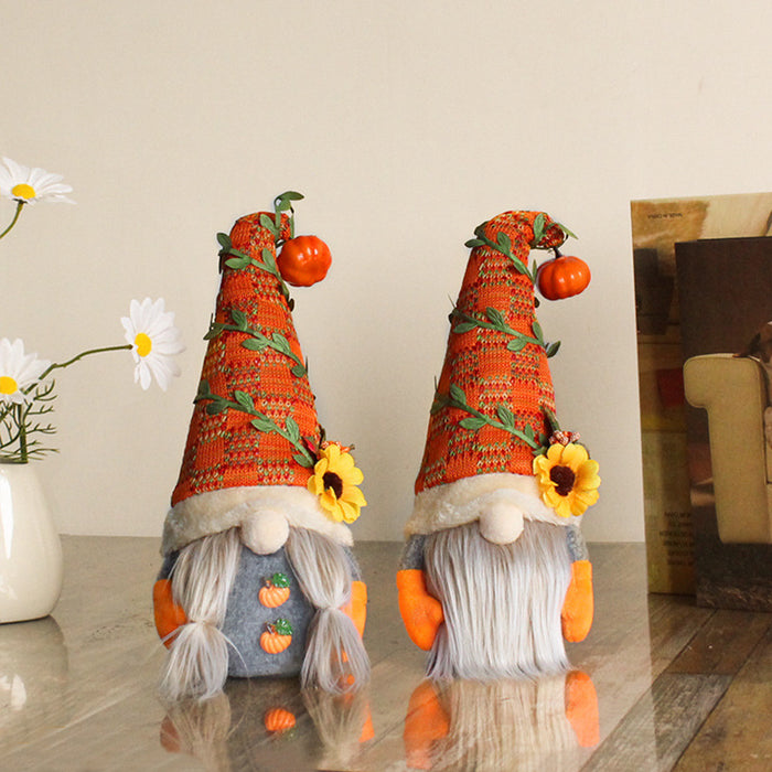Wholesale Pumpkin Sunflower Faceless Doll Dwarf Ornament Window Decoration Harvest Festival Doll