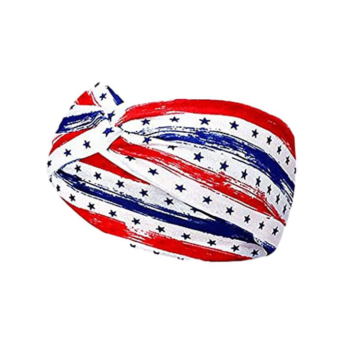 Wholesale 2PCS American Flag Independence Day Stars Knotted Sweat Absorbent Sports Bundle Fabric Headband JDC-HD-YunQ001