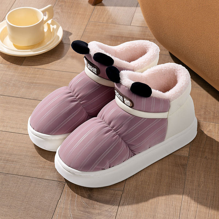 Wholesale  Cotton Slippers Women's  Home Indoor Non-Slip Thick Bottom Plush Couple Cartoon Slippers for Men