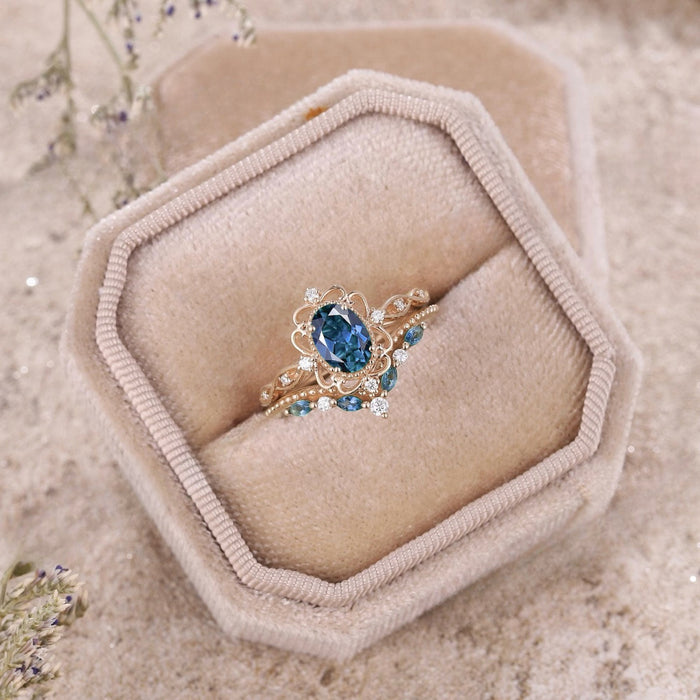 Wholesale Blue zircon ring with alloy setting