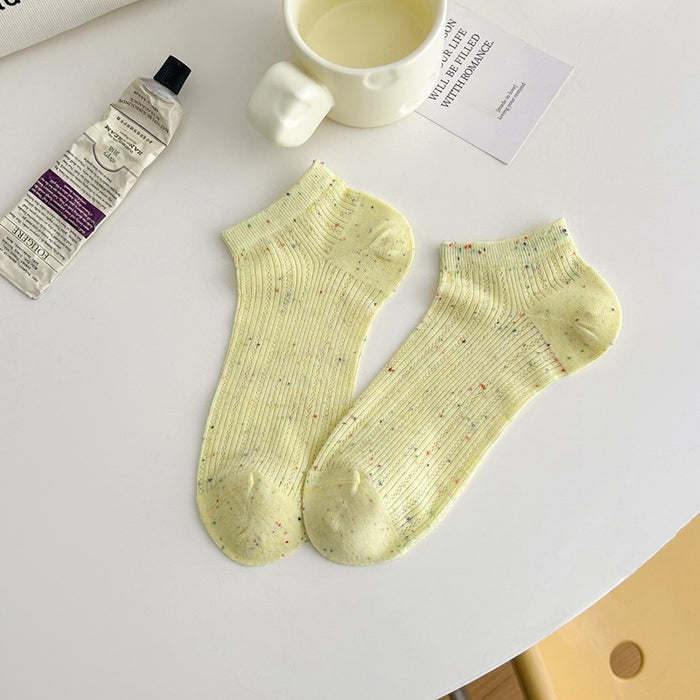 Wholesale Ultra thin mesh breathable retro dot yarn boat socks
