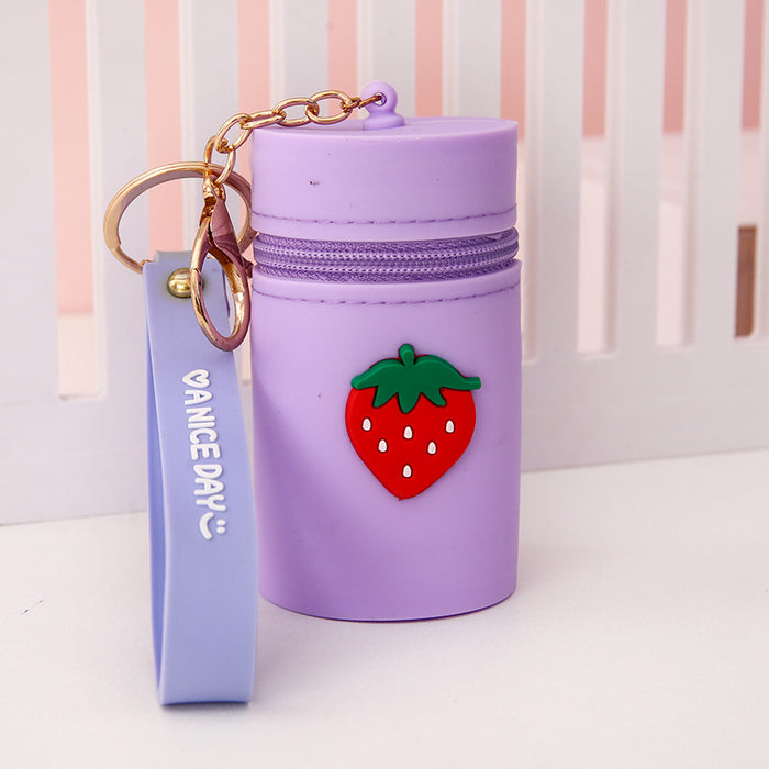 Wholesale Cute bucket bag portable bucket coin purse silicone coin bag headphone storage bag pendant keychain