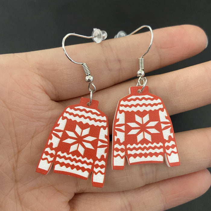 Wholesale Acrylic Christmas Cartoon Christmas Tree Earrings JDC-ES-Qiany008