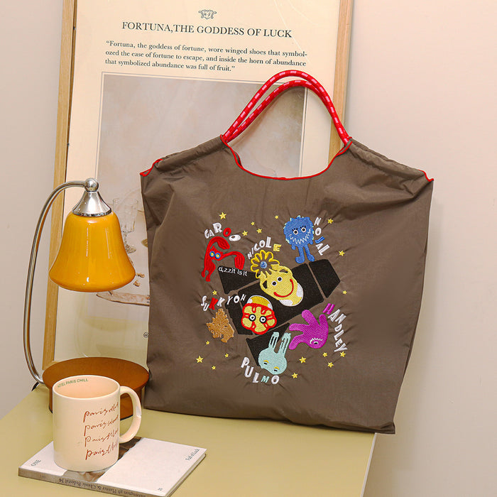 Wholesale Canvas bag embroidery shopping bag tote bag large capacity bag women' s handbag crossbody bag