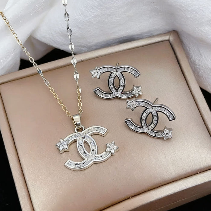 Wholesale Diamond Double C Color-Preserving Necklace