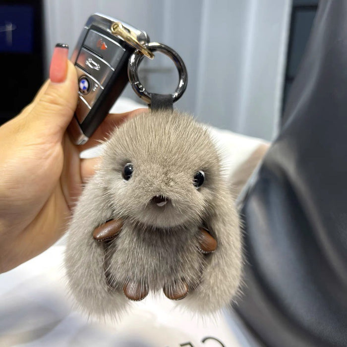 Wholesale Cute Girl Plush Bunny Imitation Mink Hair Car Keychain Pendant Plush Baby Bag Pendant