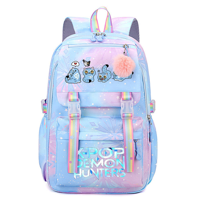 Wholesale Cartoon-themed printed student backpack rainbow double-shoulder bag