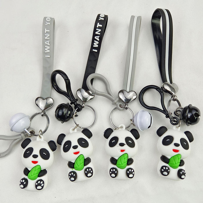 Wholesale  Cute cartoon panda keychain PVC  doll schoolbag pendant