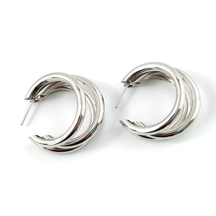 Wholesale Geometric Round Gold Hoop Earrings Trendy Jewelry Accessory MOQ≥3