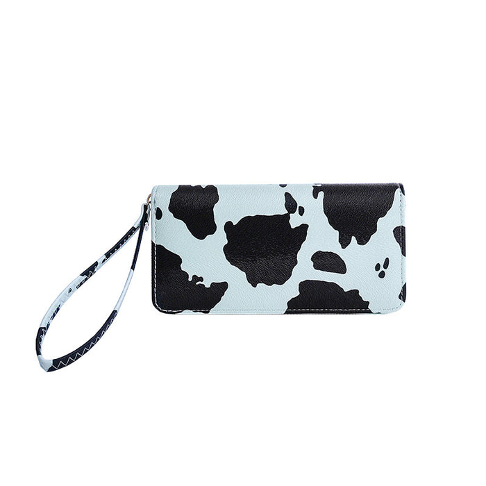 Wholesale Fashion Versatile Cow Pattern Women's Wallet PU Long Zipper Wallet Handbag Wallet Wallet Clip JDC-WT-QJR006