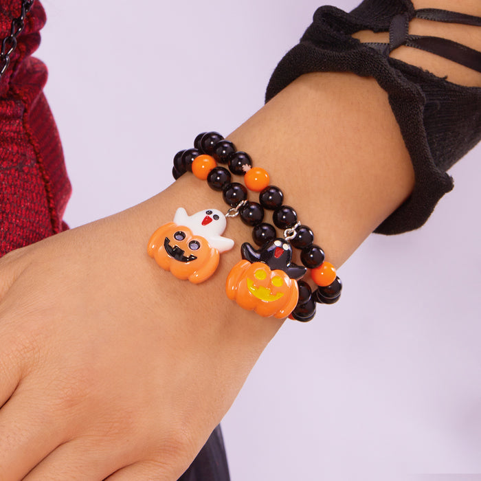 Wholesale Fashion New Halloween Pumpkin Cat Bracelet Ghost Bat Crystal Bracelet