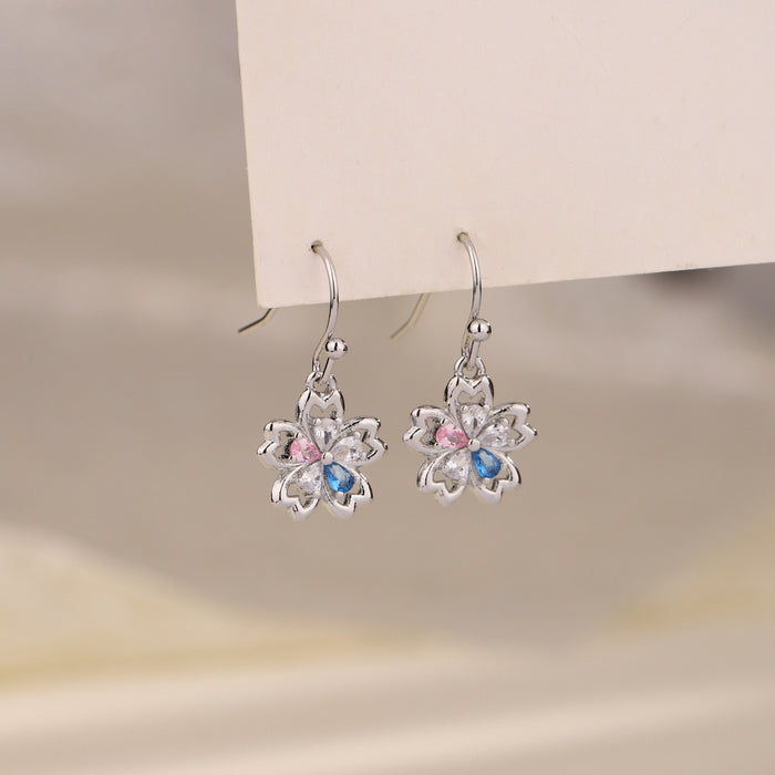 Wholesale Yixuan's new light luxury high-end temperament, fashionable flower earrings, colorful zircon earrings