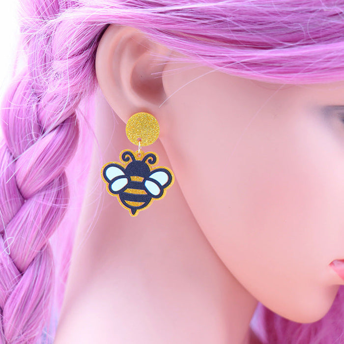 Wholesale Earrings Acrylic Easter Laser Cut Bee JDC-ES-XYan016