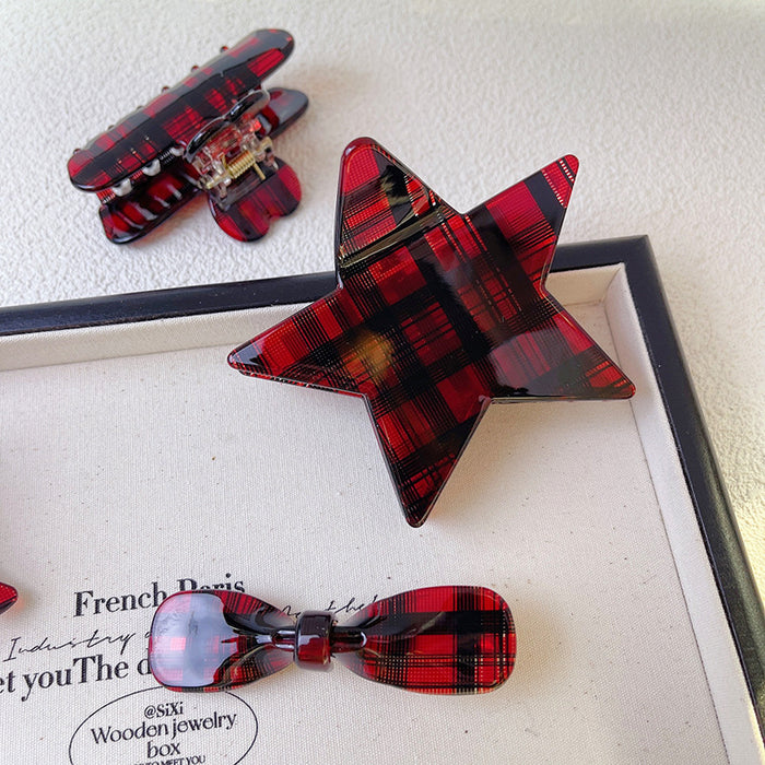 Wholesale Acetate Plaid Bow Hair Clip JDC-HC-XingYi023