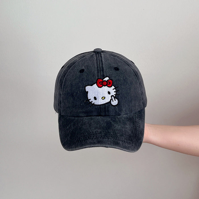 Wholesale Cartoon Embroidered Denim Baseball Cap Men's and Women's Curved Eaves Cap