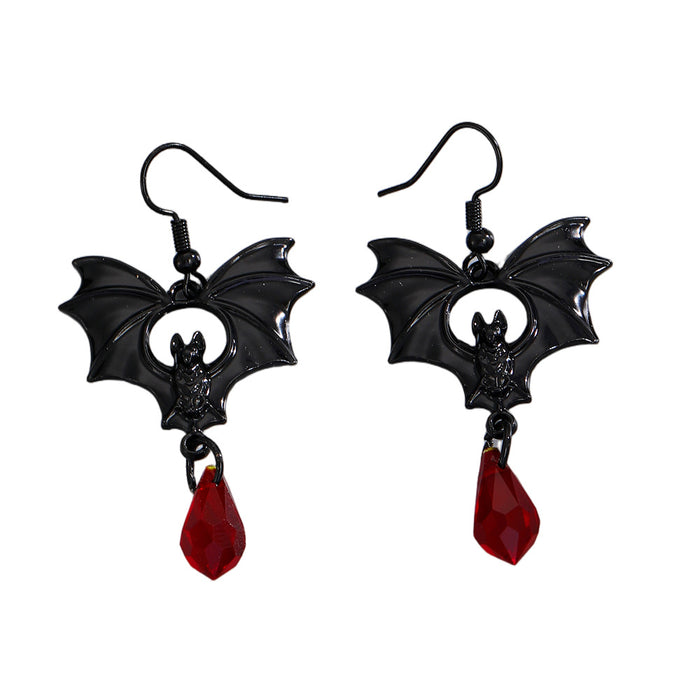 Wholesale Dark Gothic Punk Style Black Bat Red Crystal Earrings Women  Earrings