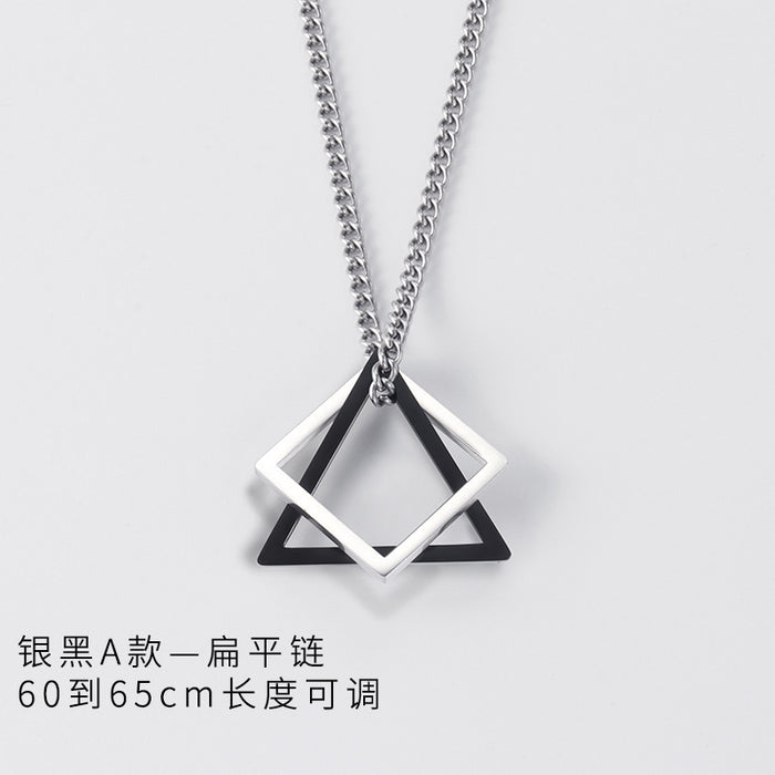 Wholesale Geometric triangle square combination titanium steel hip-hop necklace men's minimalist pendant accessory