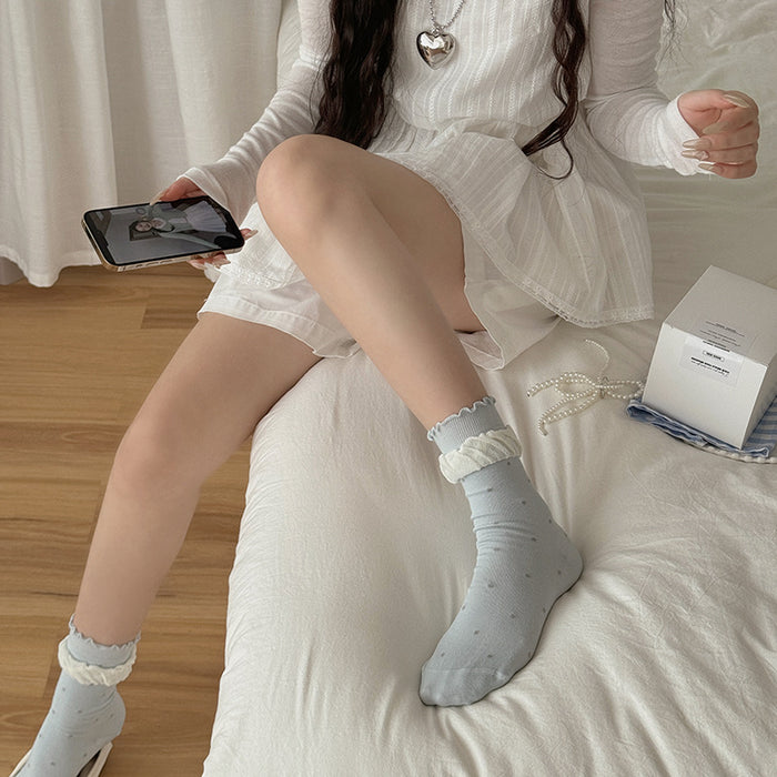 Wholesale Lace, double-layer fungus, edge, middle tube, socks, pile of socks, cotton
