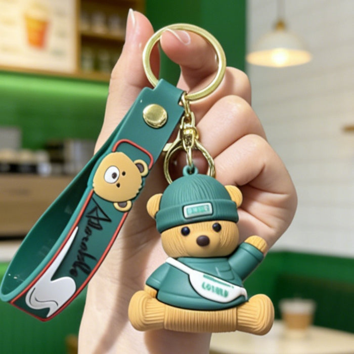 Wholesale Cartoon Bear Keychain Bag Charm Silicone PVC Cute Decor for Car Keys or Bag Accessory