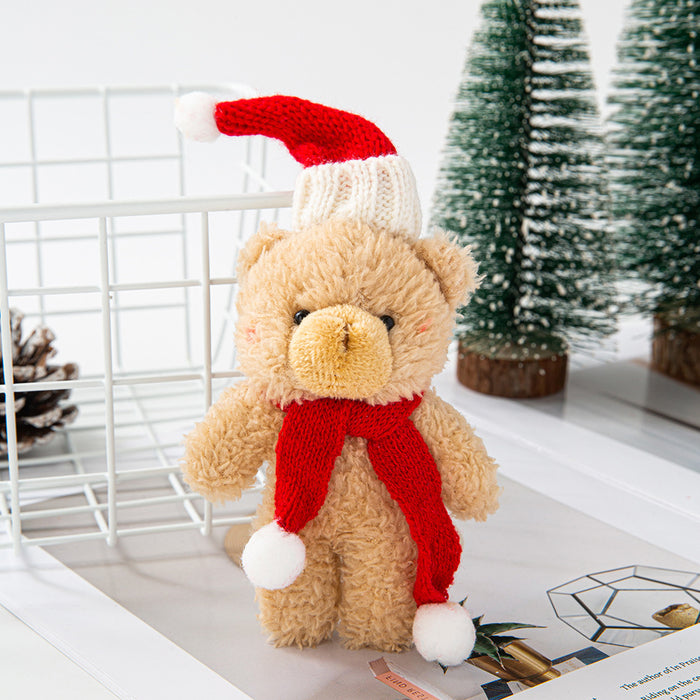 Wholesale Plush Bear Cloth Keychain with Green f and Peaked Hat for Christmas Gift Boutique MOQ≥2