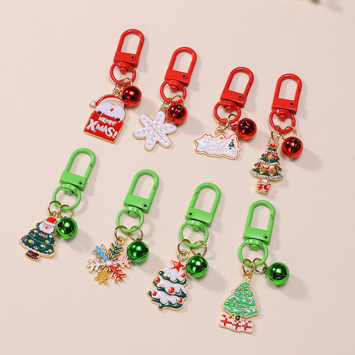 Wholesale Christmas gift keychain cartoon bell old man snowflake pendant bag jewelry pendant