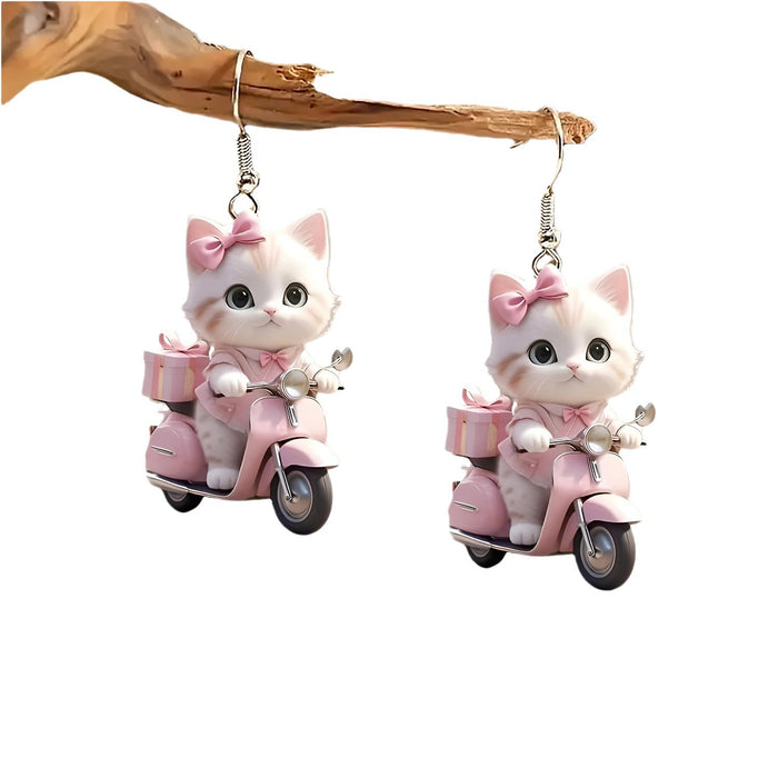 Wholesale   Cat Acrylic Pendant Earrings Women Cute Cartoon  Earrings