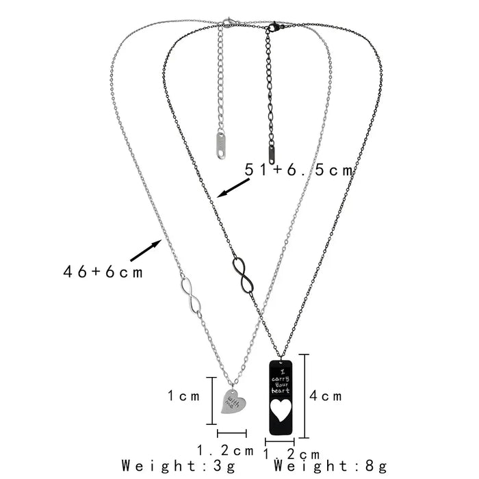 Wholesale Fashionable and minimalist stainless steel heart-shaped necklace set