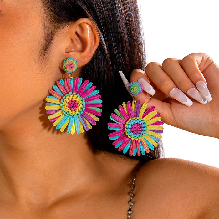 Wholesale Weaving flower earrings for vacation style earrings