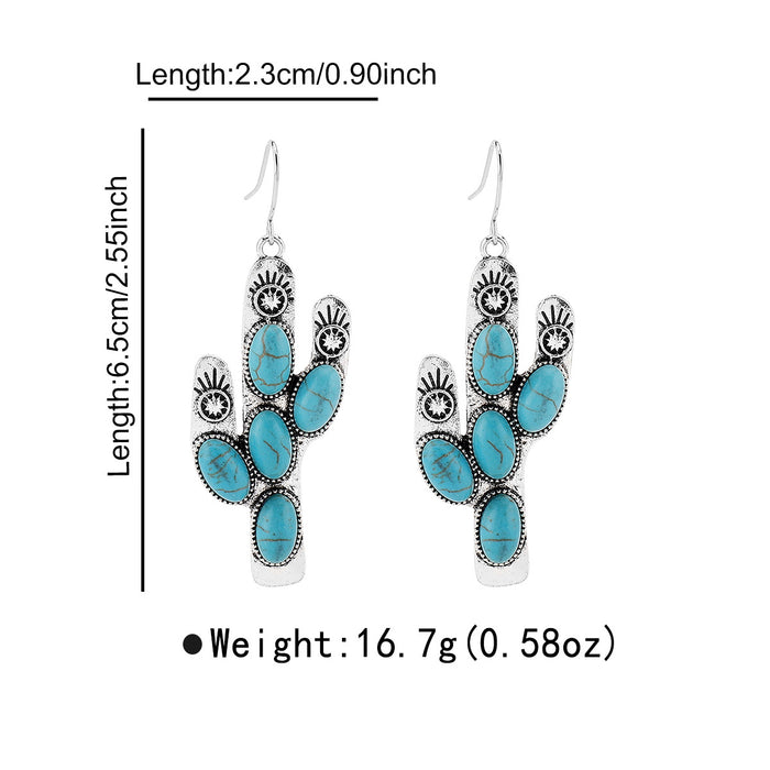 Wholesale Ethnic-style retro cactus carved earrings