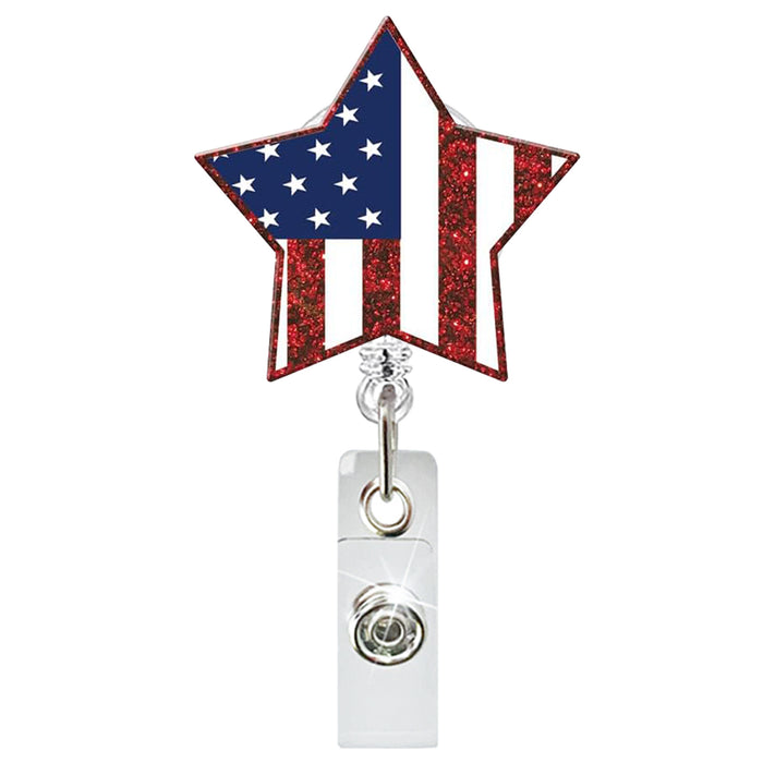 Wholesale Acrylic Independence Day Flag Sausage Footprints Retractable Badge Scroll Keychain JDC-KC-ZhuoJin001