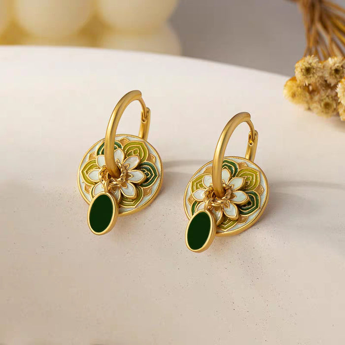 Wholesale Retro Light Luxury Butterfly Flowers Earrings