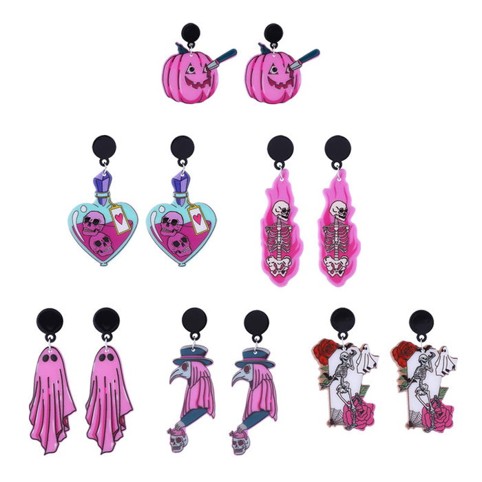Wholesale  cute funny long-legged witch pink ghost pumpkin knife beak doctor eardrop
